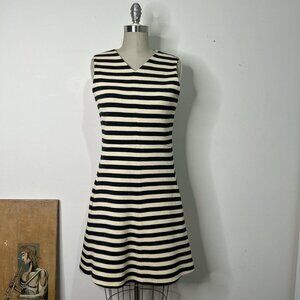 Chloé Charcoal/Off White Striped Wool Dress